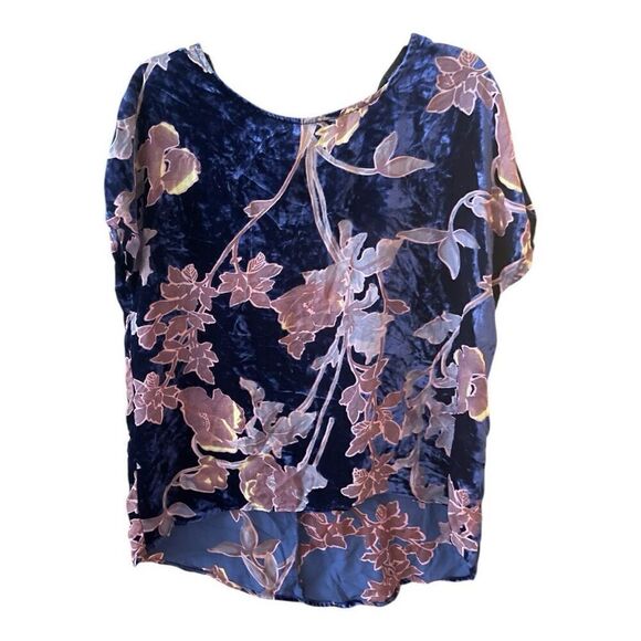 Bobeau Y2K Oversized Purple Burnout Velvet Bohemian Floral Blouse Size Small EUC - Picture 2 of 6